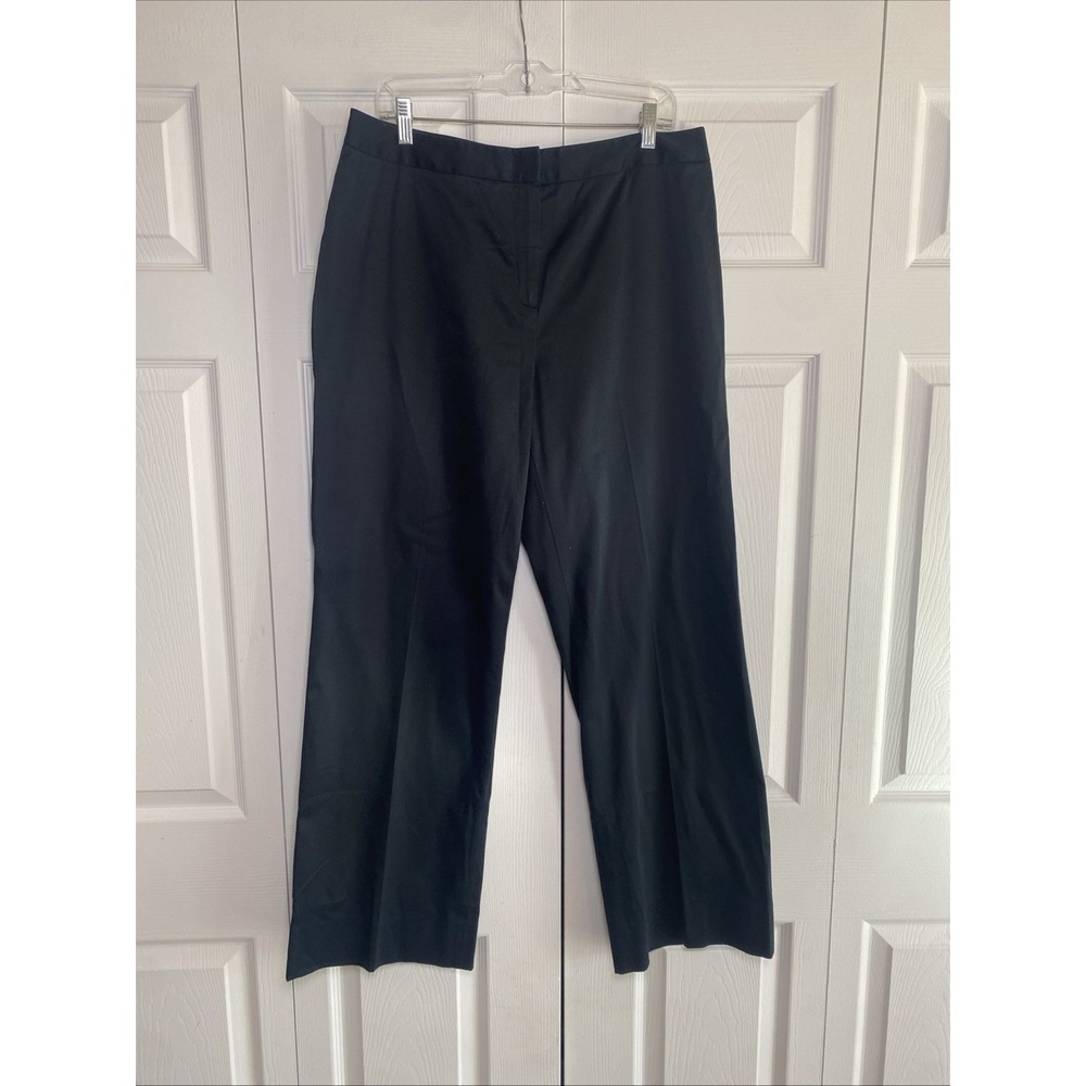 Lafayette 148 New York Wide Leg Trouser Womens Size 14 Black‎ Career High Rise